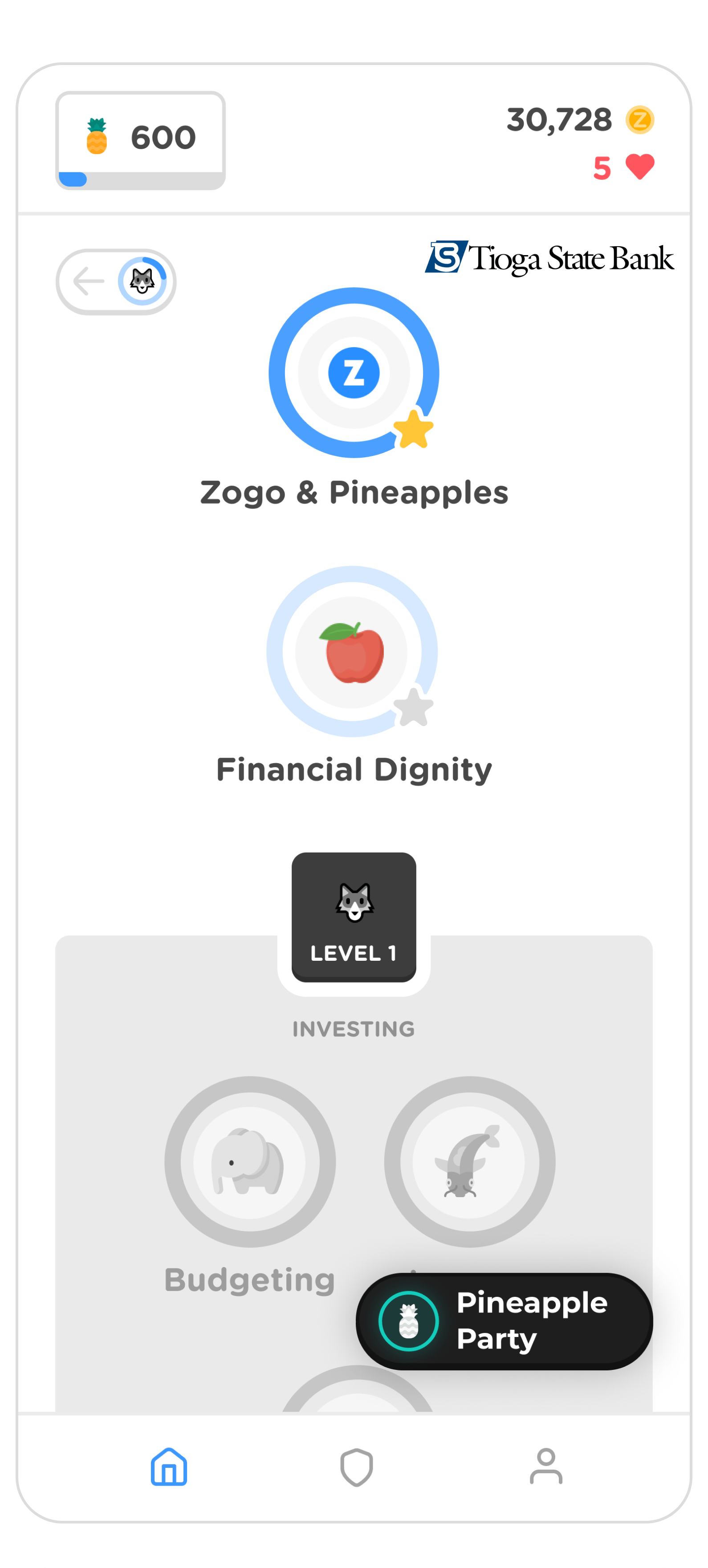 Zogo app homepage